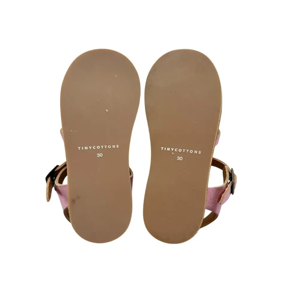 TinyCottons Pink Metallic Braided Sandals Size 30(12c)